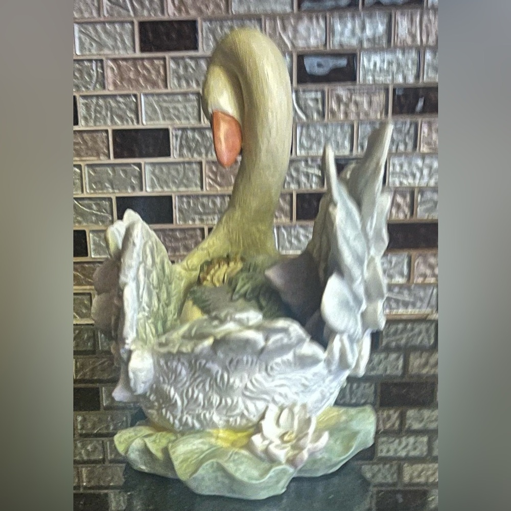Beautiful, Unique, Precious Ceramic Swan WITH A Sleeping Angel Inside